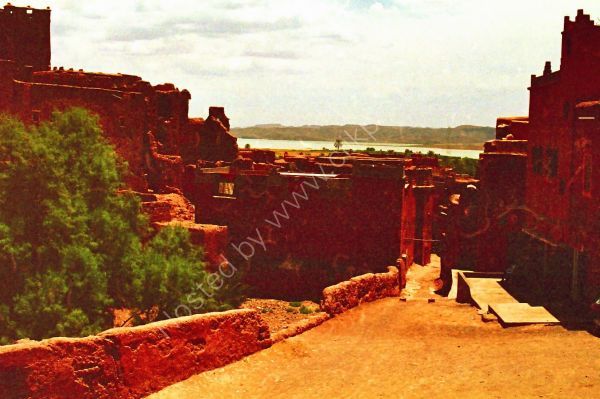 View of Kasbah down to River, Atlas Mountains